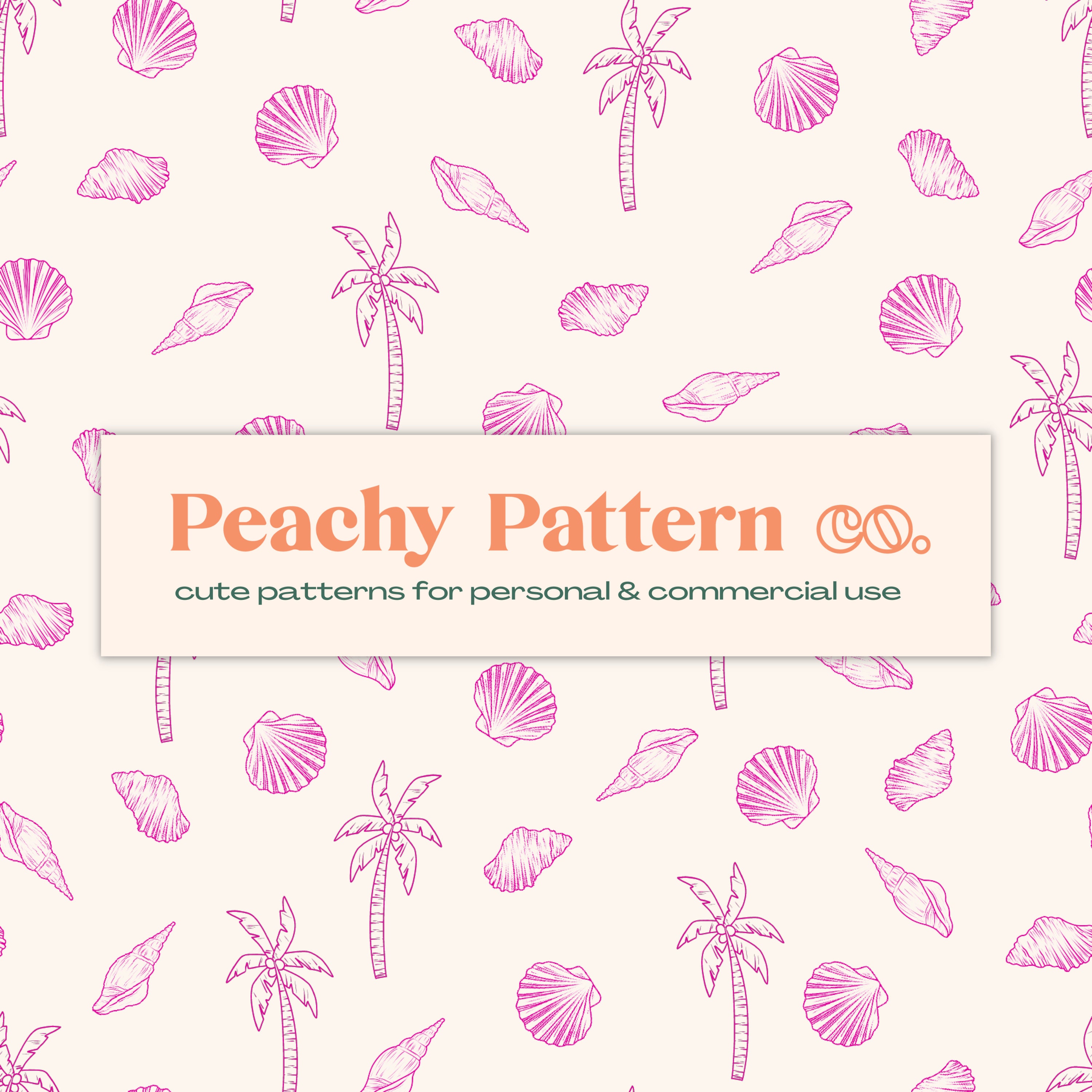 Pink Shell Tropical Beach Seamless Repeat Digital Pattern | Commercial ...