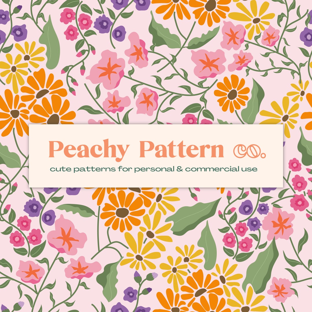 Soft Bouquet Flower Floral Seamless Repeat Digital Pattern | Commercial ...