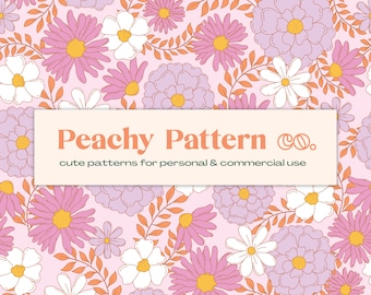 Pink Vintage Summer Floral Seamless Repeat Digital Pattern | Commercial & Personal Use