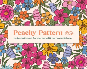 Summer Garden Floral Seamless Repeat Digital Pattern | Commercial & Personal Use