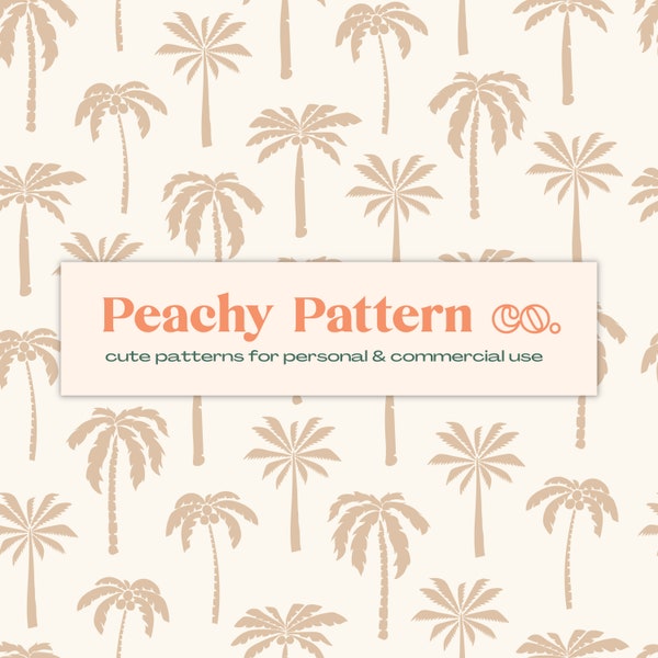 Boho Palm Tree Beach Seamless Repeat Digital Pattern | Commercial & Personal Use