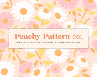 Pink Summer Daisy Flowers Floral Seamless Repeat Digital Pattern | Commercial & Personal Use