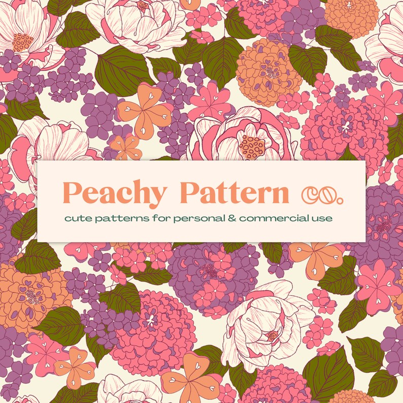 Retro Vintage Summer Floral Seamless Repeat Digital Pattern Commercial ...
