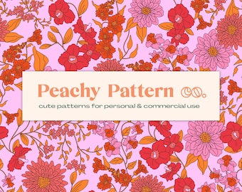Retro Vintage Pink Floral Seamless Repeat Digital Pattern | Commercial & Personal Use