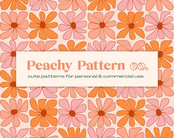 Matisse Inspired Flower Floral Seamless Repeat Digital Pattern | Peachy Palette | Commercial & Personal Use