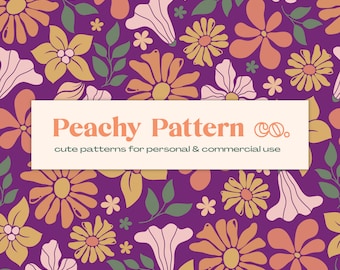 Abstract Boho Purple Floral Seamless Repeat Digital Pattern | Commercial & Personal Use