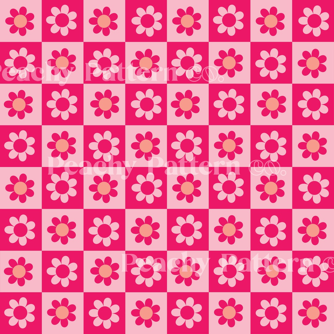 Pink Flower Check Seamless Repeat Digital Pattern | Commercial ...