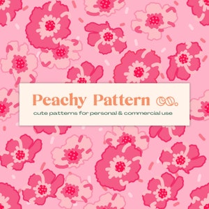 Pink Confetti Flowers Floral Seamless Repeat Digital Pattern | Commercial & Personal Use