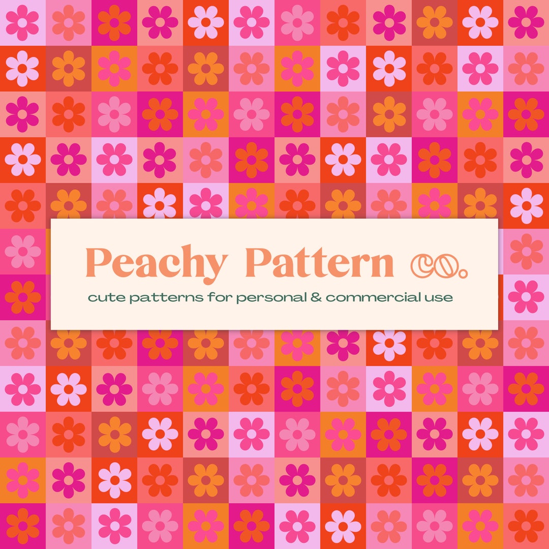 Flower Check Seamless Repeat Digital Pattern | Pink Checkerboard ...