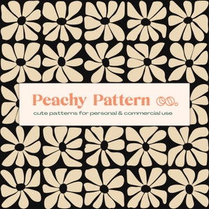 Matisse Inspired Flower Floral Seamless Repeat Digital Pattern | Black and Beige | Commercial & Personal Use