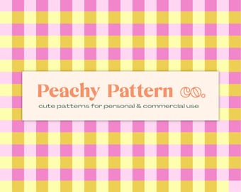 Pink and Yellow Gingham Seamless Repeat Digital Pattern | Plaid Pattern | Commercial & Personal Use
