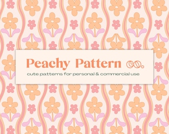 Retro Pink Flower Floral Seamless Repeat Digital Pattern | Commercial & Personal Use