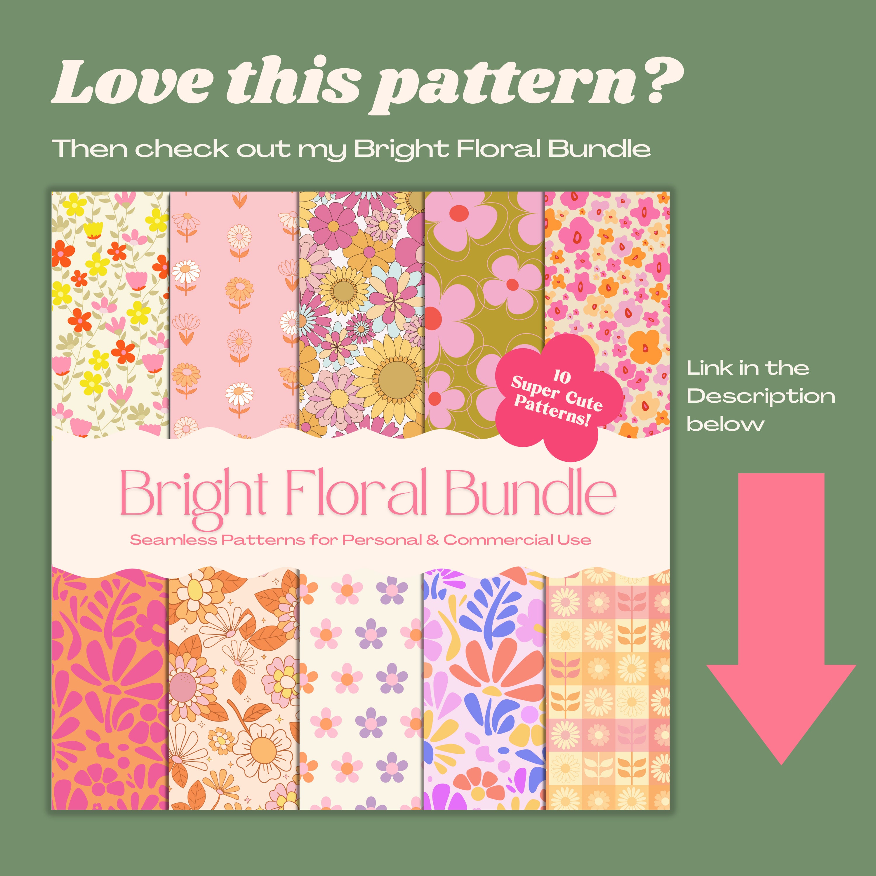 Bright Retro Flowers Seamless Pattern - Etsy