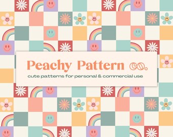 Happy Retro Checkerboard Seamless Repeat Digital Pattern | Urban Palette | Commercial & Personal Use