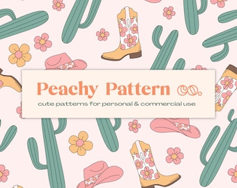 Vintage Cowgirl Pink Western Floral Seamless Repeat Digital Pattern | Commercial & Personal Use