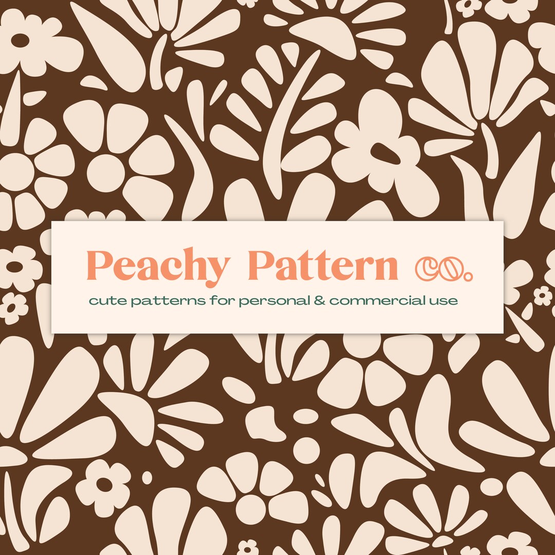 Boho Neutral Abstract Floral Seamless Repeat Digital Pattern ...