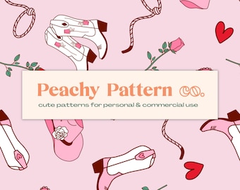 Sweetheart Cowgirl Pink Western Floral Seamless Repeat Digital Pattern | Commercial & Personal Use