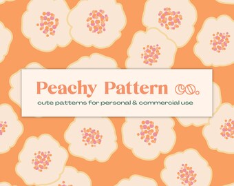 Orange Flowers Floral Seamless Repeat Digital Pattern | Commercial & Personal Use