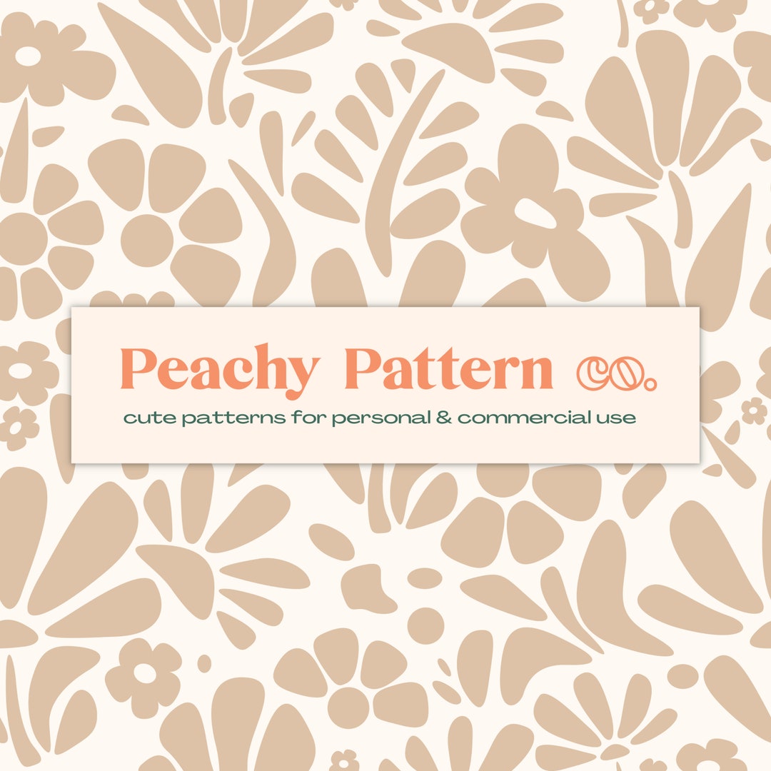 Boho Neutral Abstract Floral Seamless Repeat Digital Pattern ...