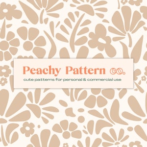 Boho Neutral Abstract Floral Seamless Repeat Digital Pattern | Commercial & Personal Use