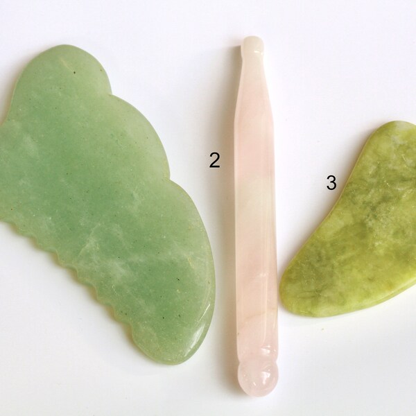Gua Sha Massagestein Massagestab Kristall aus natürlicher Jade Rosenquarz Aventurin das perfekte Geschenk für sie Körper- Gesichtsmassage