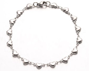 Bracelet coeurs en acier inoxydable cadeau meilleure amie idée cadeau romantique pour les amoureux mignon cadeau de Saint Valentin pour sa soeur