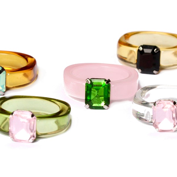 Resin Ring posh / Kunststoff Ring/ Geschenk für sie / Vintage Ring / Trendschmuck / bunte Ringe / Chunky Ringe / Y2K Style Schmuck / Acryl
