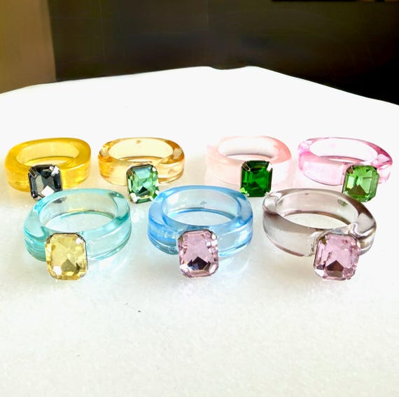 Resin Ring posh / Kunststoff Ring/ Geschenk für sie / Vintage Ring / Trendschmuck / bunte Ringe / Chunky Ringe / Y2K Style Schmuck / Acryl