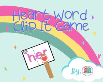 Heart Word Clip It & Map It Game, Mapowanie ortograficzne, Nauka czytania, Fonetyka, Centrum czytania, Aktywność wzrokowa, Centrum nauki