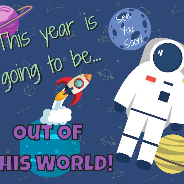 Space Theme Back to School Postcard, Outer Space Postcard, Welcome Back Note, Space Student Postcard