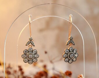 Flower Themed 925 Sterling Silver Filigree Earrings with Personalized Box