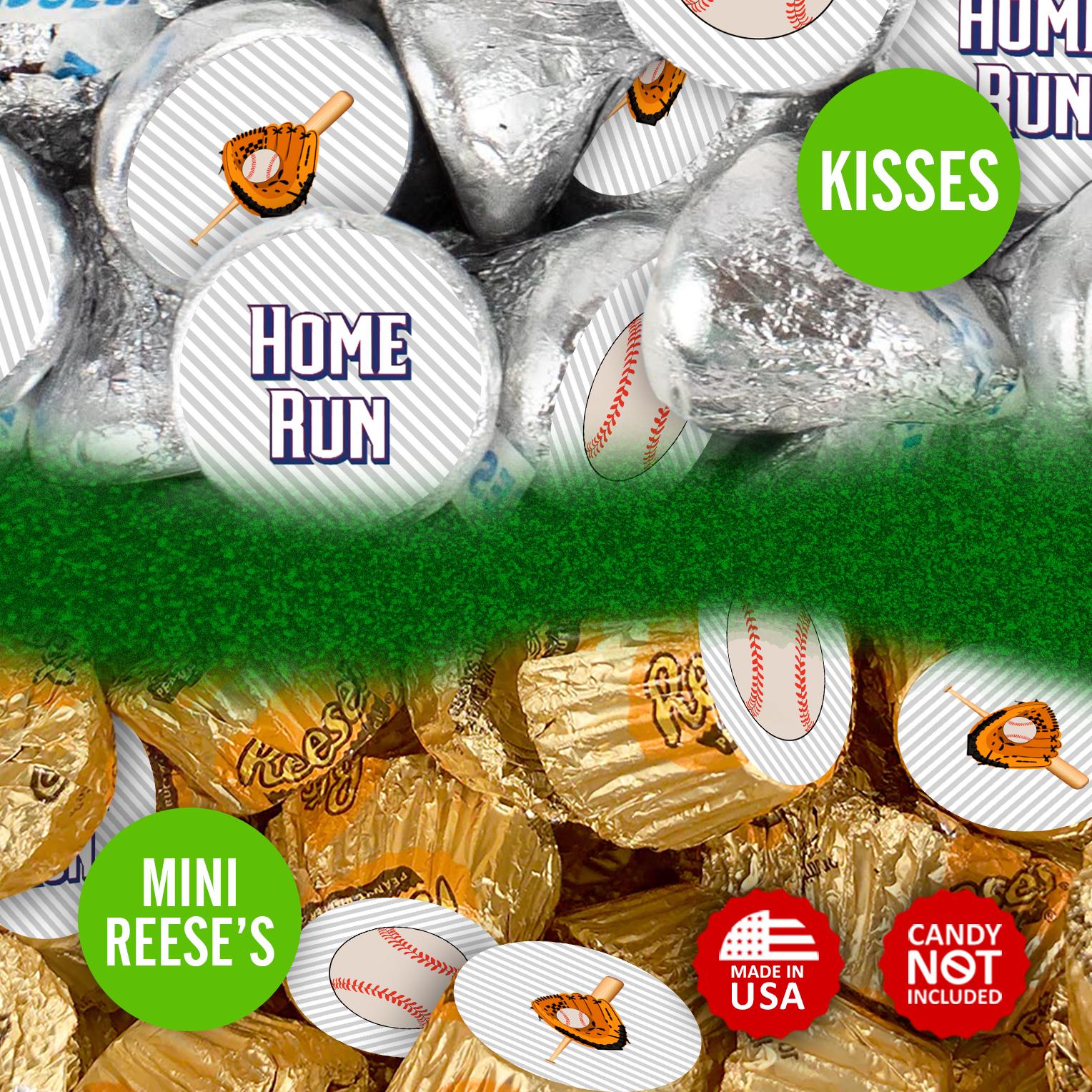 Baseball Theme Glossy Candy Labels – Set of 216 Self-adhesive Stickers ...