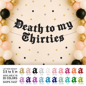 Death to My Thirties Banner – Gothic 40th Birthday Party Decor, Dark Milestone Birthday Sign, Alternative Celebration Backdrop