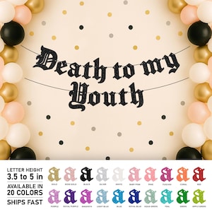 Death to My Youth Banner – Goth Birthday Party Backdrop, Dark Birthday Decorations, Alternative Party Sign