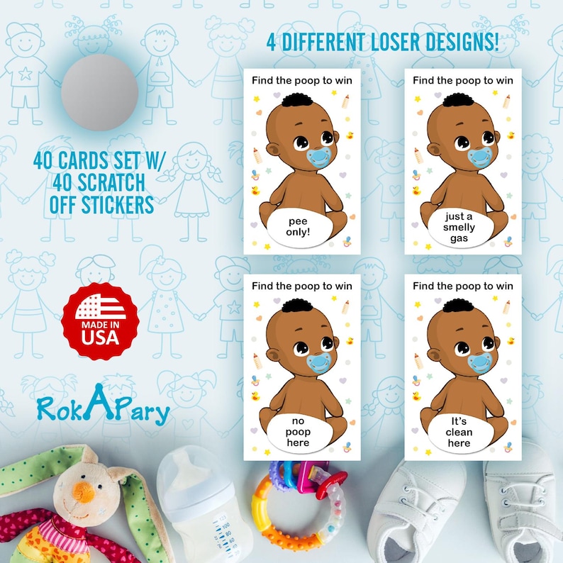 Baby Shower Boy Scratch off Poop Game, Easy to Play Silly Games, Funny ...