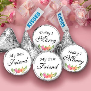 Set of 324 GLOSSY Stickers – Today I Marry My Best Friend – Floral Round Labels for Wedding Favors, Envelope Seals (Candy Not Included)