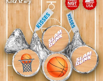 Basketball Theme Glossy Candy Labels – Set of 216 Self-Adhesive Stickers for Game Day, Birthday Favors, Team Parties, Sports Events