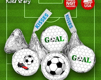Soccer Kisses Labels: Game Day Party Stickers (Set of 216)