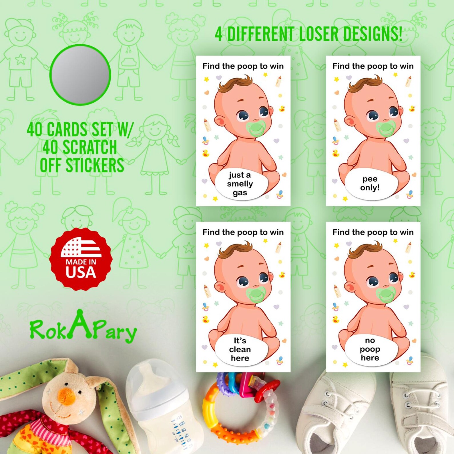 Baby Shower Game | Gender Neutral | Find the Poop Game Fun Scratch off ...