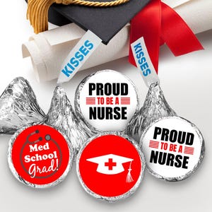 Nurse Graduation Party Stickers - Set of 216 RN BSN Nursing Grad Kisses Labels, Perfect for Party Favors & Decorations. Candy NOT Included.