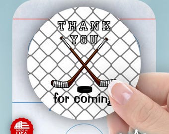 Glossy 2 Inch Round Hockey Stickers – Set of 40 | Hockey Birthday Party Supplies, Baby Shower Labels, Ice Hockey Theme Favors