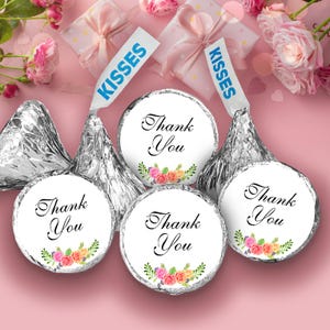 Floral Wedding Favor Stickers: 324 Glossy Round Labels