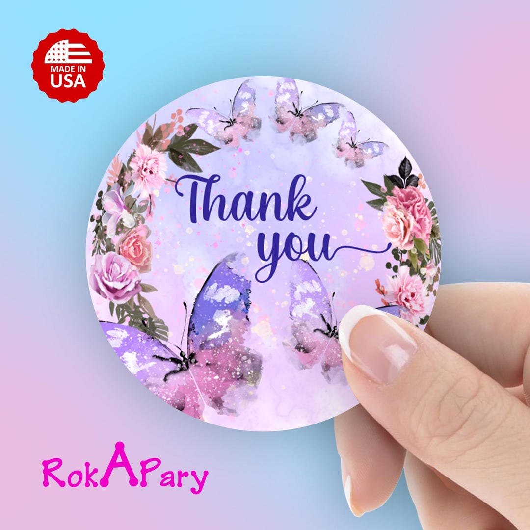 GLOSSY Butterfly Round Stickers – SET of 40 – 2 Inch Labels for Baby ...