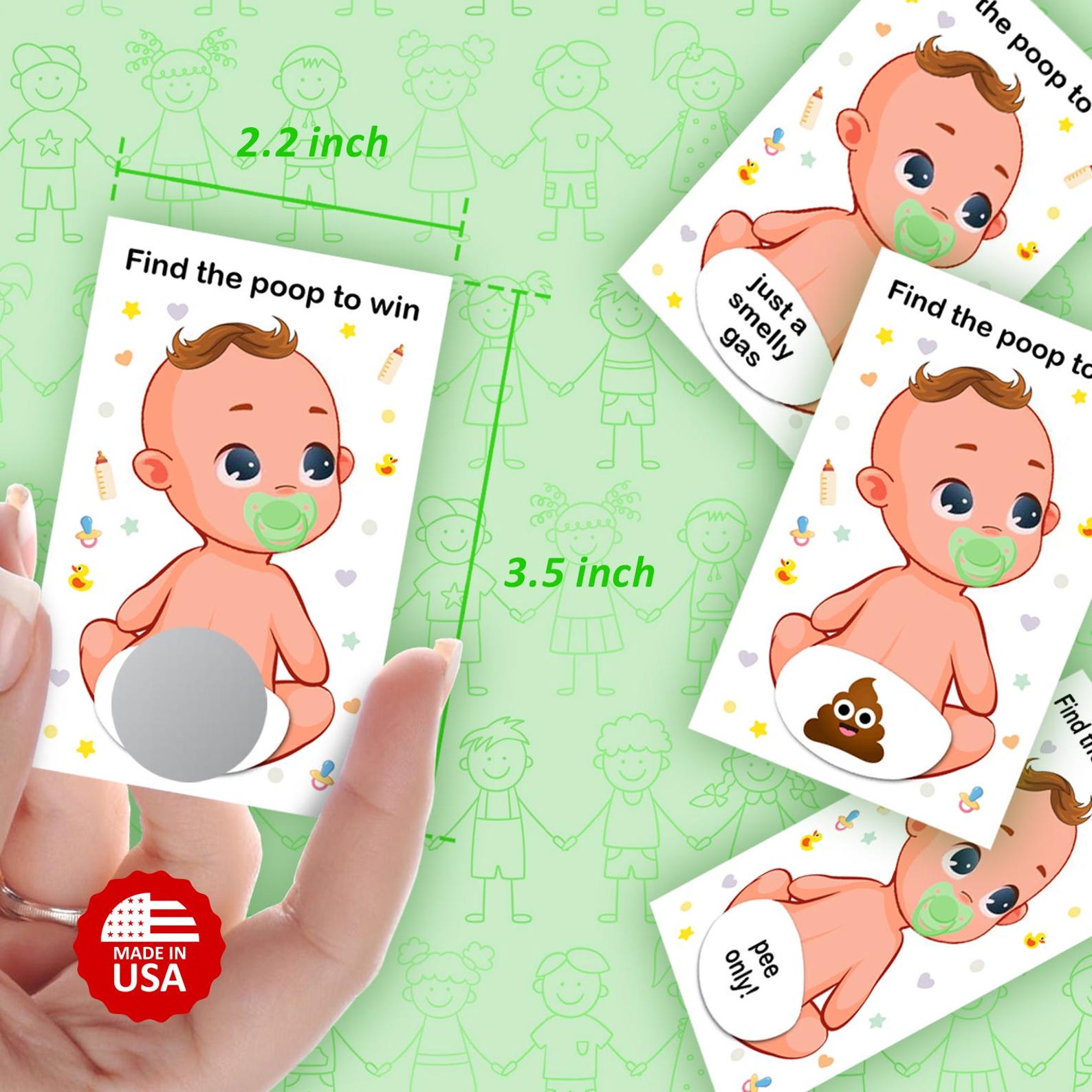 Baby Shower Game | Gender Neutral | Find the Poop Game Fun Scratch off ...