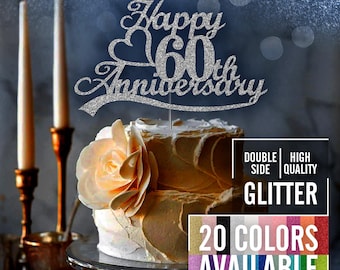 60th Anniversary Cake Topper – Elegant Wedding Decoration for Celebrating 60 Years of Love, Togetherness, and Memories