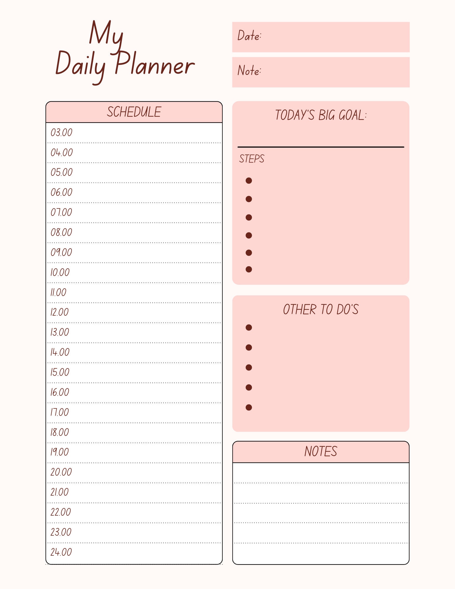 Aesthetic Day Planner Peach and Pink Etsy Aesthetic Day Planner Peach and Pink Etsy