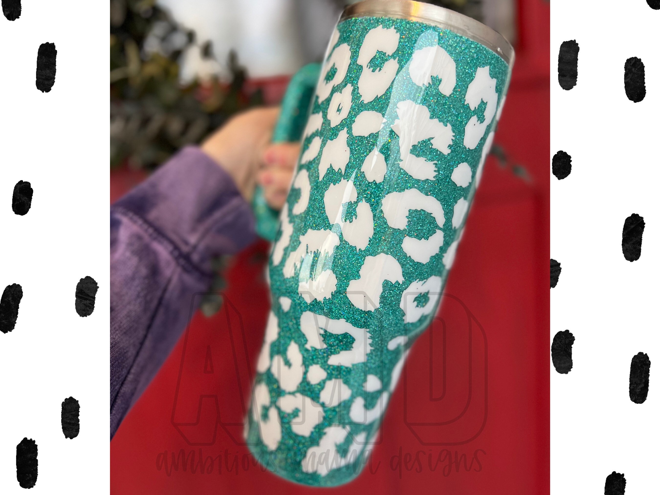 Customized Iridescent Glitter Leopard Print Stanley Tumbler -  in 2023