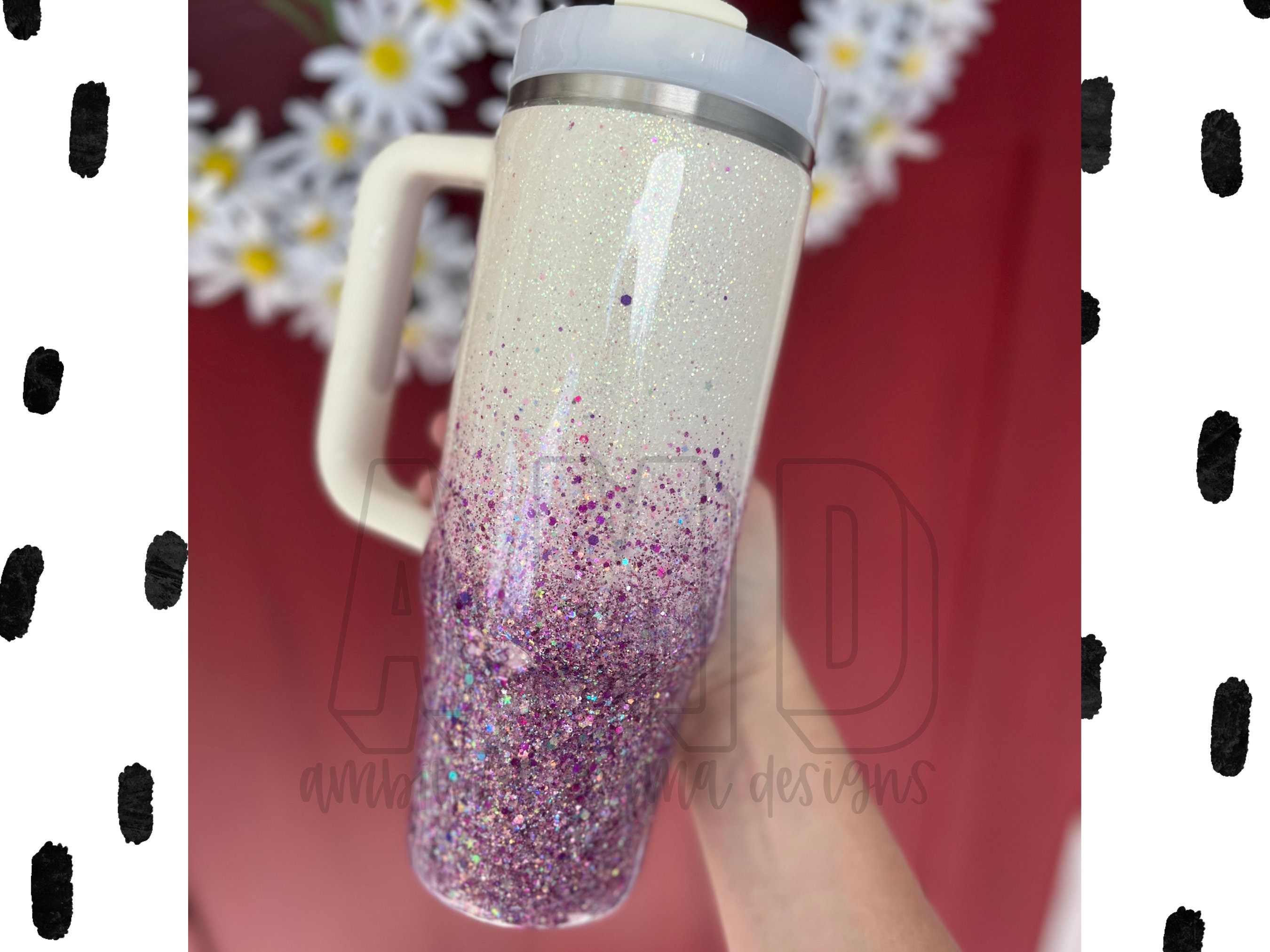 Glitter Ombre Dupe Tumbler, 40oz Tumbler With Handle, 40oz Glitter