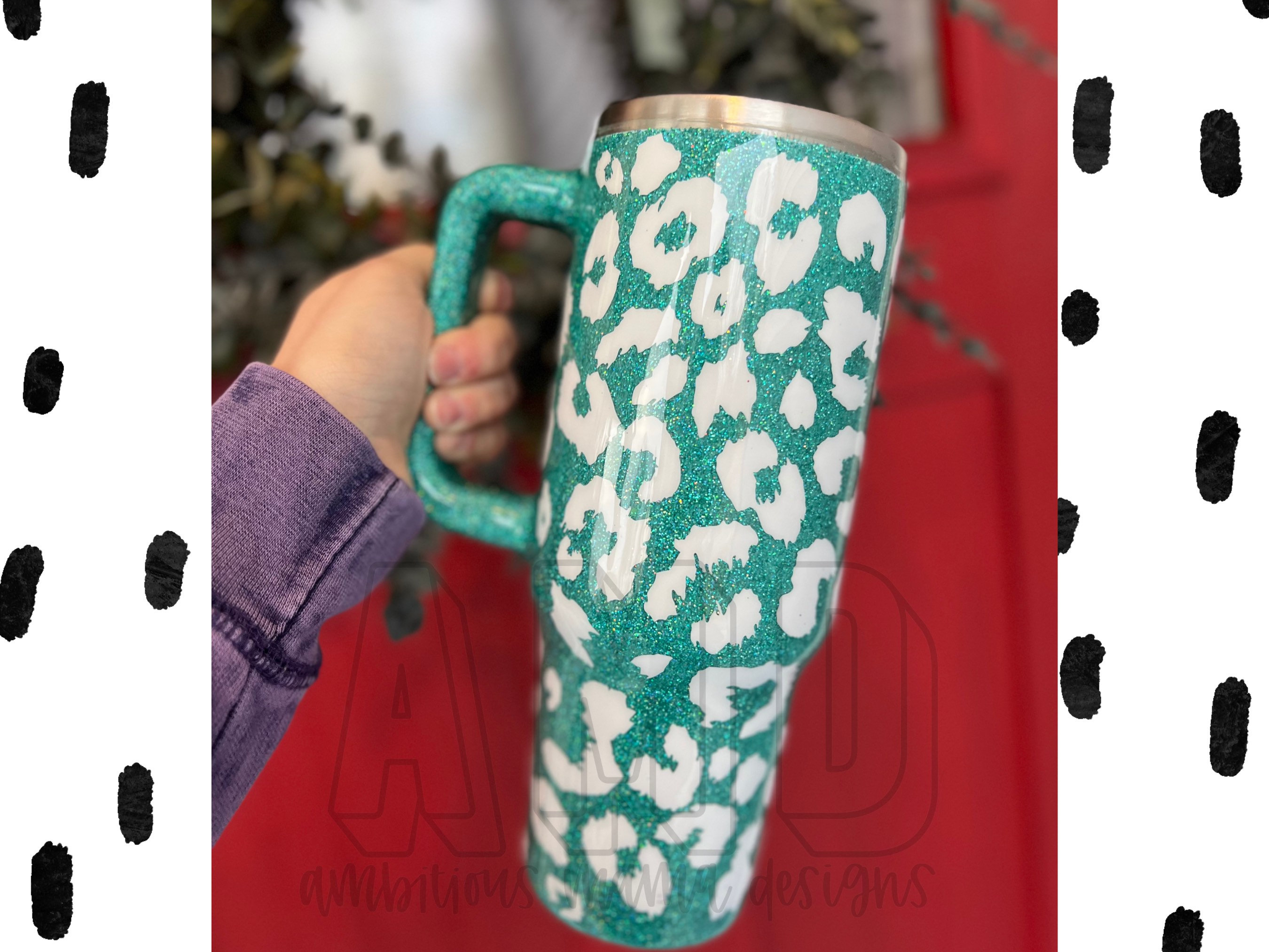 Stanley 40oz Leopard Glitter 20oz 30oz Yeti Non Yeti Tumbler Options Tiktok  PLEASE READ DESCRIPTION Before Ordering Mint Teal /hot Pink 