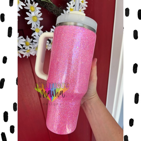 Stanley Inspired 40 Ounce Glitter Tumbler Cup With Handle Hot or